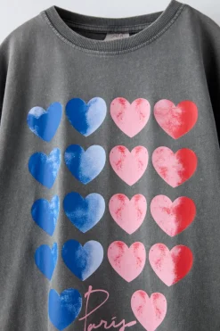 Niños ZARA 6 - 14 Años·Camisetas<CAMISETA CORAZONES PARIS