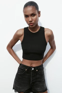 Clearance CAMISETA CROP RIB HALTER Mujer Tops / Bodies