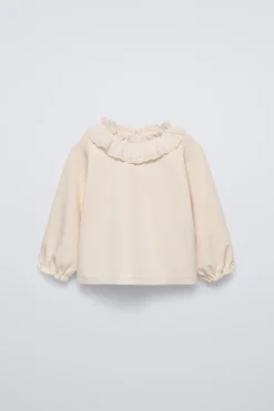 Niños ZARA 6 - 18 Meses·Camisetas|6 - 18 Meses·Camisas<CAMISETA CUELLO BORDADO SUIZO