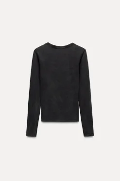 Discount CAMISETA CUELLO OLLA EFECTO LAVADO Mujer Camisetas