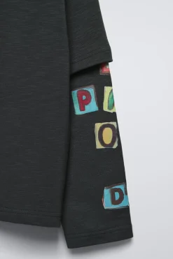 Niños ZARA 6 - 14 Años·Camisetas<CAMISETA DOBLE MANGA ESTAMPADO LETRAS