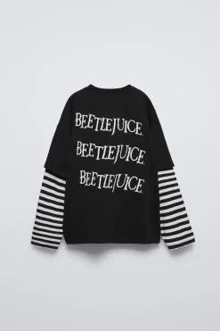 Niños ZARA 6 - 14 Años·Camisetas<CAMISETA DOBLE MANGA RAYAS BEETLEJUICE ™