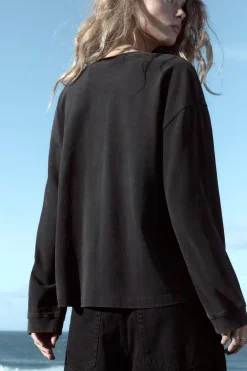 Outlet CAMISETA EFECTO LAVADO MANGA LARGA Mujer Camisetas