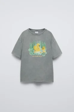Niños ZARA 6 - 14 Años·Camisetas<CAMISETA EFECTO LAVADO PATITOS