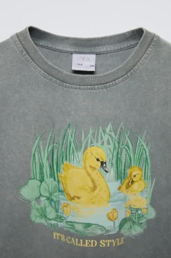 Niños ZARA 6 - 14 Años·Camisetas<CAMISETA EFECTO LAVADO PATITOS