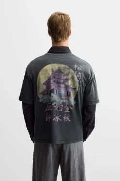 New CAMISETA ESTAMPADO COMBINADO Hombre Camisetas