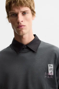 New CAMISETA ESTAMPADO COMBINADO Hombre Camisetas