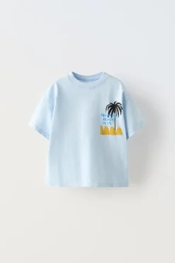 Niños ZARA 1½ - 6 Años·Camisetas|6 - 18 Meses·Camisetas<CAMISETA ESTAMPADO OLAS Y PALMERAS