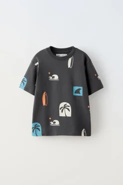 Niños ZARA 6 - 14 Años·Camisetas<CAMISETA ESTAMPADO PALMERAS