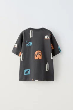 Niños ZARA 6 - 14 Años·Camisetas<CAMISETA ESTAMPADO PALMERAS