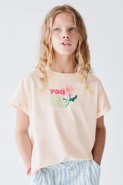 Niños ZARA 6 - 14 Años·Camisetas<CAMISETA FLOR TEXTO