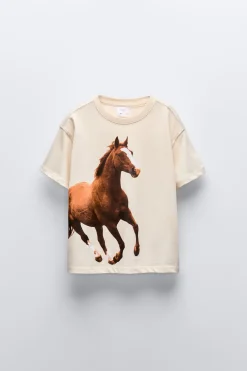 Niños ZARA 6 - 14 Años·Camisetas<CAMISETA FOTOGRAFÍA CABALLO