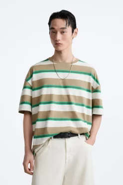 Discount CAMISETA JACQUARD RAYAS Hombre Camisetas