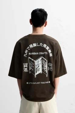 Fashion CAMISETA LAVADA ESTAMPADO COMBINADO Hombre Camisetas