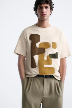 Fashion CAMISETA PARCHE COMBINADO Hombre Camisetas