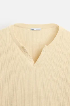 Clearance CAMISETA PLISADA CUELLO BOTONES Hombre Camisetas