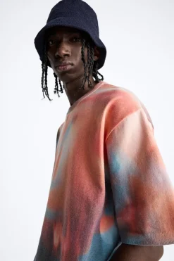 Fashion CAMISETA PUNTO ESTAMPADO ABSTRACTO Hombre Jerséis / Chaquetas|Camisetas