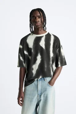 Sale CAMISETA PUNTO ESTAMPADO SPRAY Hombre Jerséis / Chaquetas|Camisetas