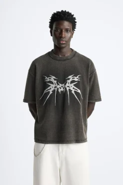 Clearance CAMISETA PUNTO ESTAMPADO RELIEVE Hombre Jerséis / Chaquetas|Camisetas