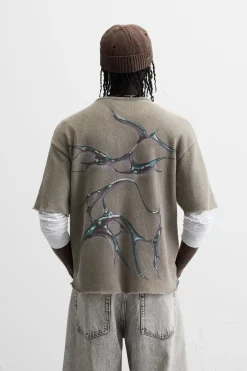 Best CAMISETA PUNTO ESTAMPADO LAVADO Hombre Jerséis / Chaquetas|Camisetas