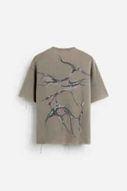 Best CAMISETA PUNTO ESTAMPADO LAVADO Hombre Jerséis / Chaquetas|Camisetas