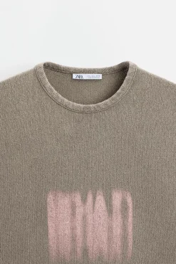 Best CAMISETA PUNTO ESTAMPADO LAVADO Hombre Jerséis / Chaquetas|Camisetas