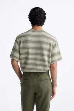 New CAMISETA PUNTO JACQUARD RAYAS Hombre Jerséis / Chaquetas|Camisetas