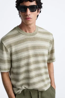 New CAMISETA PUNTO JACQUARD RAYAS Hombre Jerséis / Chaquetas|Camisetas