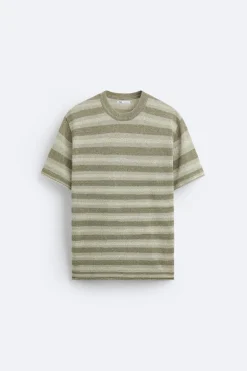 New CAMISETA PUNTO JACQUARD RAYAS Hombre Jerséis / Chaquetas|Camisetas