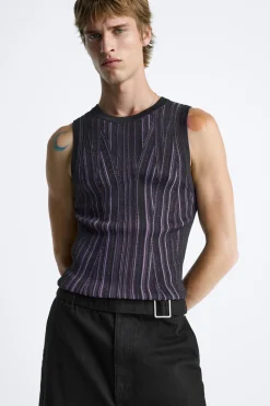 Fashion CAMISETA PUNTO TANK CONTRASTE Hombre Jerséis / Chaquetas|Camisetas