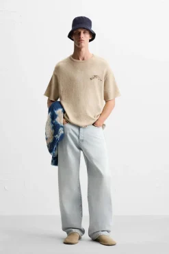 Fashion CAMISETA PUNTO TEXTO ESTAMPADO Hombre Jerséis / Chaquetas|Camisetas