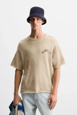 Fashion CAMISETA PUNTO TEXTO ESTAMPADO Hombre Jerséis / Chaquetas|Camisetas