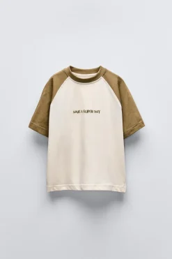 Niños ZARA 6 - 14 Años·Camisetas<CAMISETA RANGLÁN TEXTO
