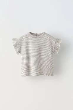 Niños ZARA 6 - 18 Meses·Conjuntos|6 - 18 Meses·Camisetas<CAMISETA RAYAS VOLANTES