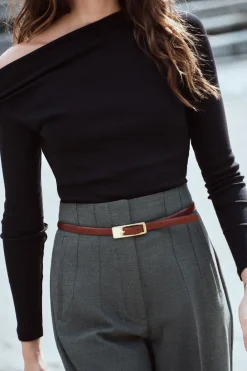 Fashion CAMISETA RIB CUELLO ASIMÉTRICO Mujer Camisetas