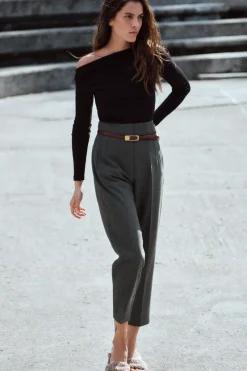 Fashion CAMISETA RIB CUELLO ASIMÉTRICO Mujer Camisetas