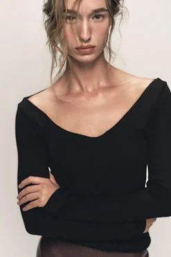 Outlet CAMISETA RIB MANGA LARGA Mujer Camisetas