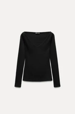 Outlet CAMISETA RIB MANGA LARGA Mujer Camisetas