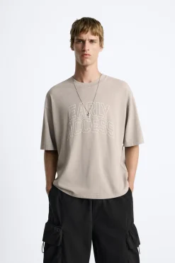 Discount CAMISETA TEXTO BORDADO Hombre Camisetas