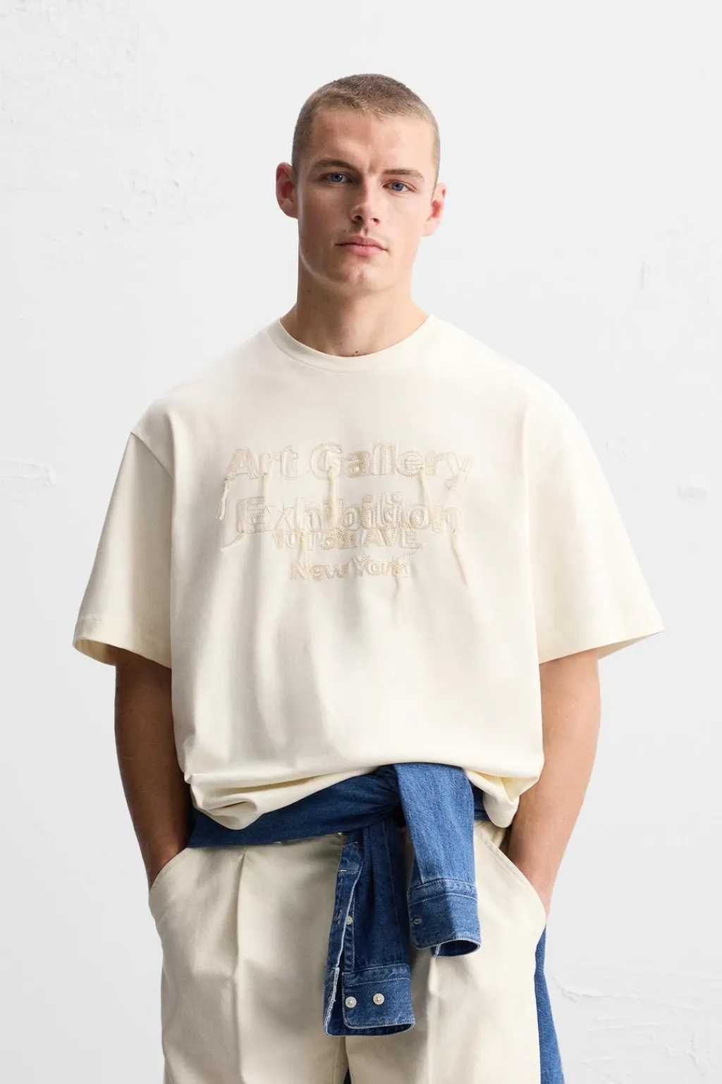 Outlet CAMISETA TEXTO BORDADO Hombre Camisetas