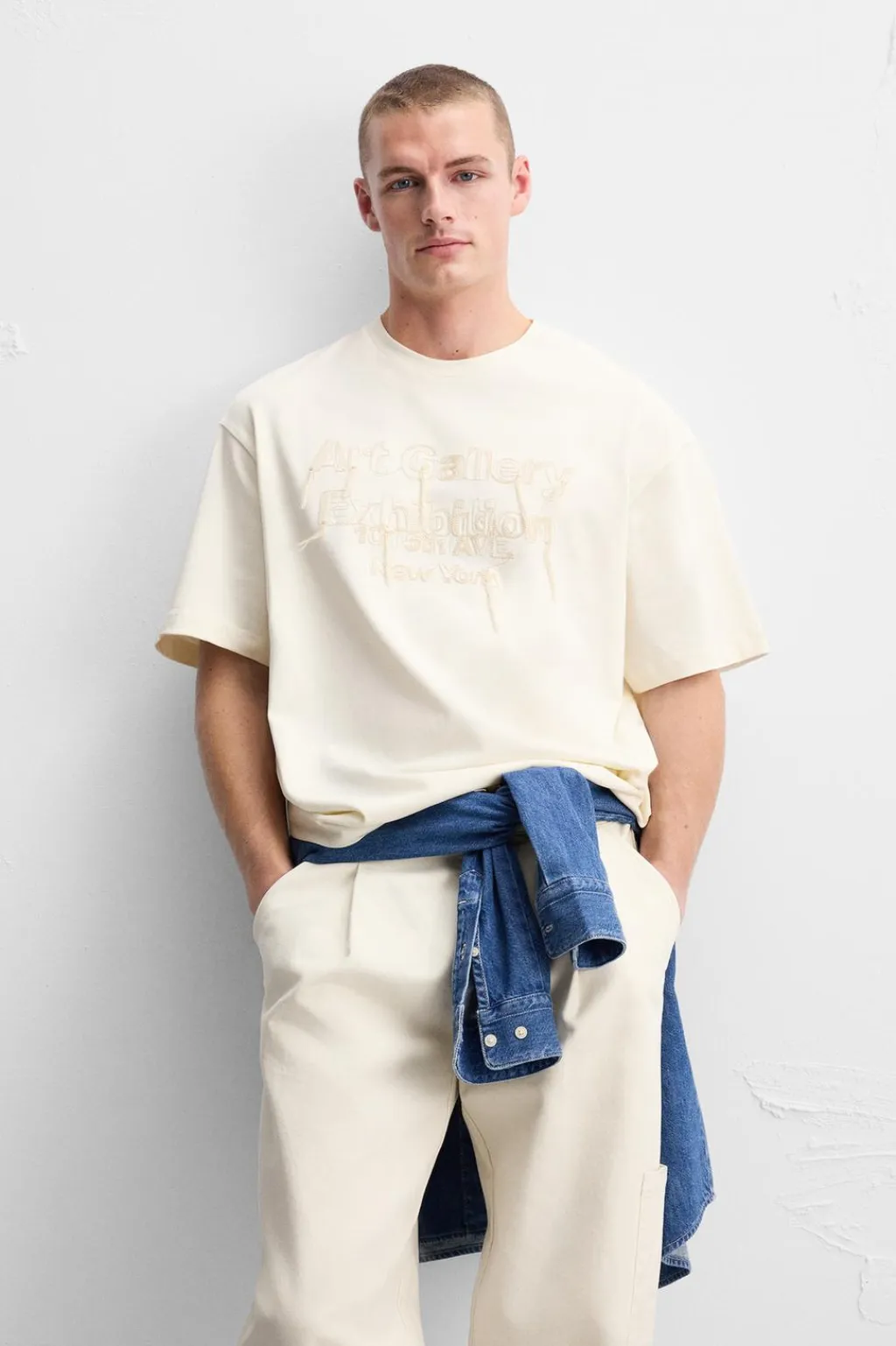 Outlet CAMISETA TEXTO BORDADO Hombre Camisetas