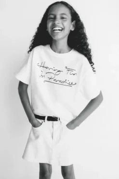 Niños ZARA 6 - 14 Años·Camisetas<CAMISETA TEXTO CORDÓN