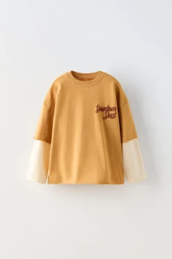 Niños ZARA 1½ - 6 Años·Camisetas|6 - 18 Meses·Camisetas<CAMISETA TEXTO DOBLE MANGA