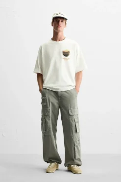 Fashion CAMISETA TEXTOS COMBINADOS Hombre Camisetas