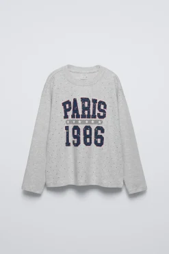 Niños ZARA 6 - 14 Años·Camisetas<CAMISETA VARSITY STRASS