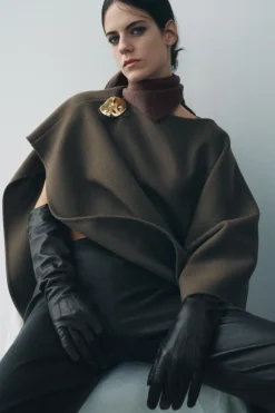 Sale CAPA CON LANA BROCHE ZW COLLECTION Mujer Abrigos / Anoraks