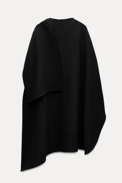 Online CAPA LANA ASIMÉTRICA MEZCLA LANA MANTECO ZW COLLECTION Mujer Abrigos / Anoraks