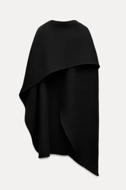 Online CAPA LANA ASIMÉTRICA MEZCLA LANA MANTECO ZW COLLECTION Mujer Abrigos / Anoraks