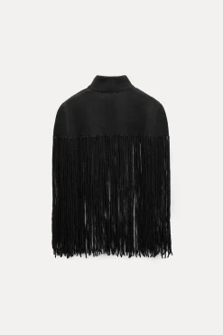 Fashion CAPA PUNTO CUELLO ALTO FLECOS Mujer Chaquetas / Cazadoras