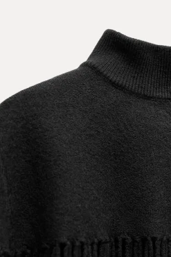 Fashion CAPA PUNTO CUELLO ALTO FLECOS Mujer Chaquetas / Cazadoras